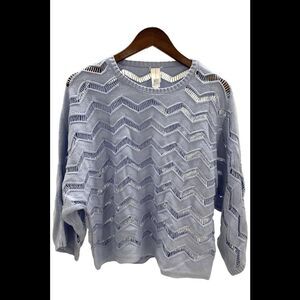 WynneLayers Chevron Open-Stitch Sweater Periwinkle - Regular
